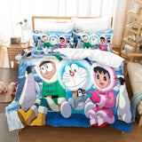 Doraemon Cosplay Bedding Set Comforter Bed Sheets Full Duvet Cover Set - EBuycos