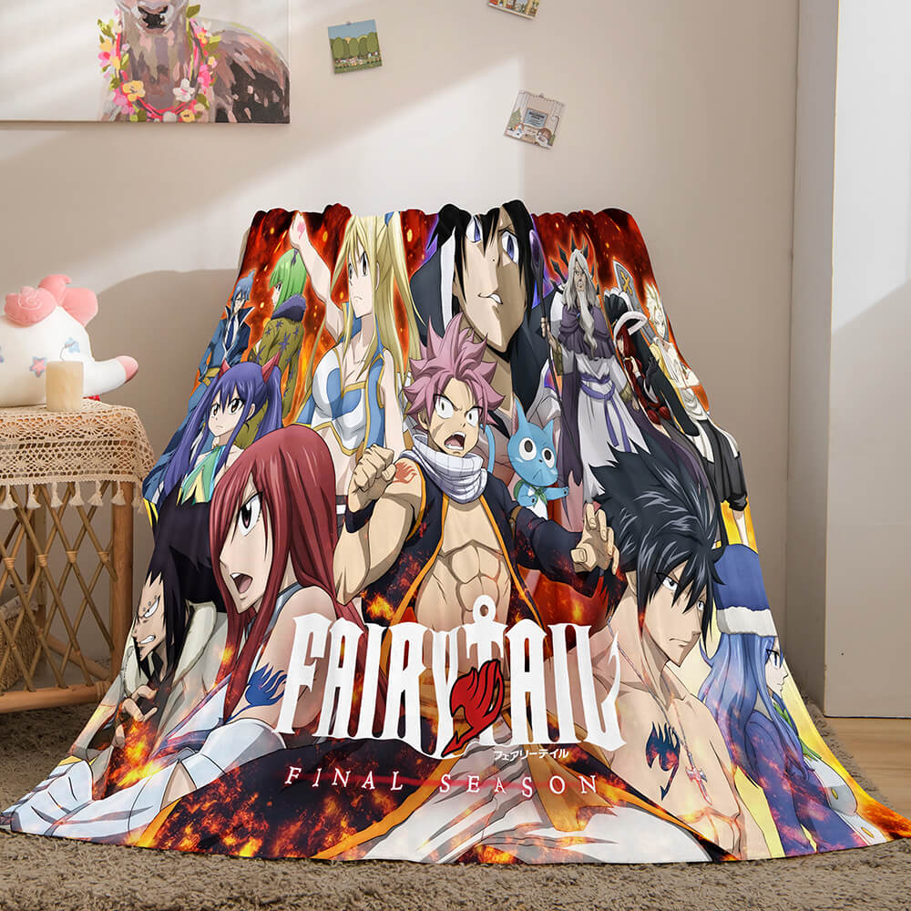 Fairy Tail Flannel Caroset Throw Cosplay Blanket Comforter Set - EBuycos