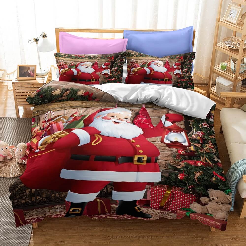 Father Christmas Cosplay Bedding Set Quilt Duvet Cover Bed Sheets Sets - EBuycos