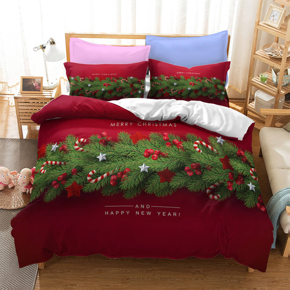 Father Christmas Cosplay Bedding Set Quilt Duvet Cover Bed Sheets Sets - EBuycos