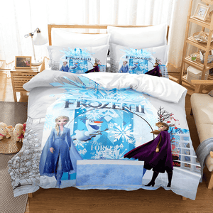 Frozen 2 Cosplay Bedding Set Comforter Bed Sheets Full Duvet Cover Set - EBuycos