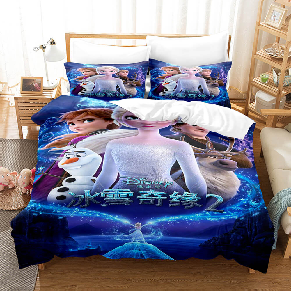 Frozen 2 Cosplay Bedding Set Comforter Bed Sheets Full Duvet Cover Set - EBuycos