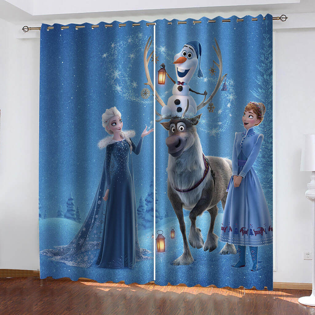 Frozen 2 Elsa Curtains Cosplay Blackout Window Drapes Room Decoration - EBuycos