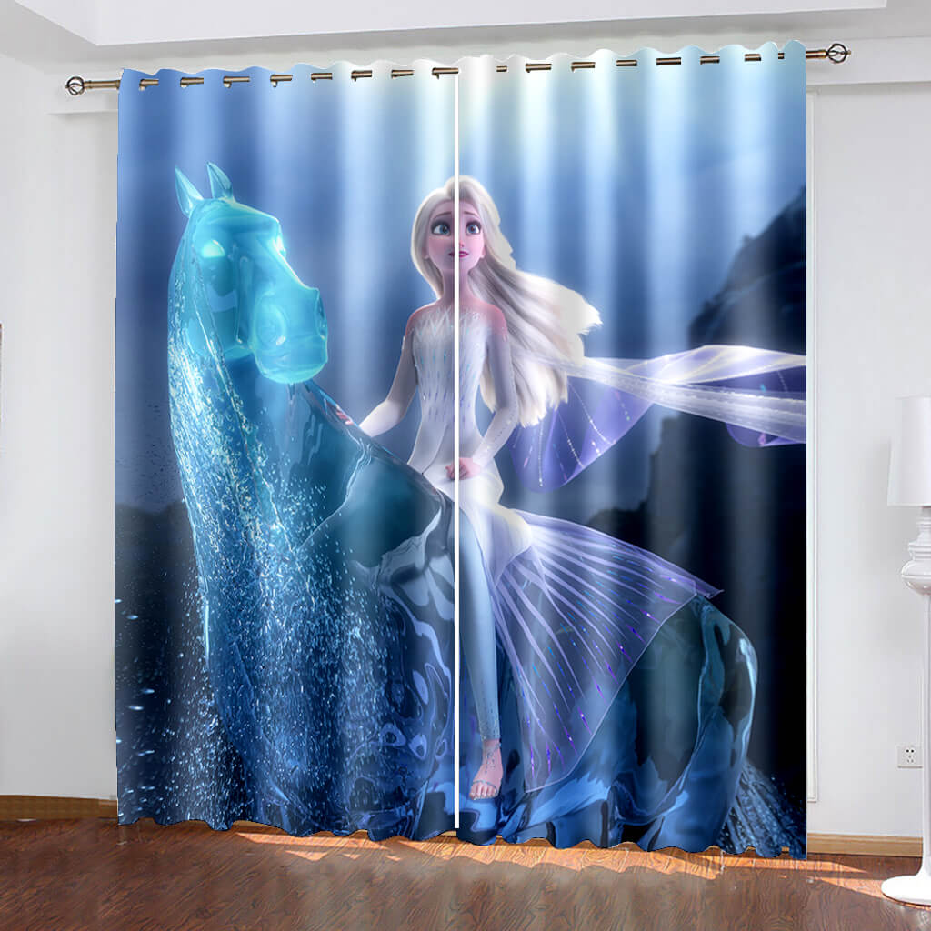 Frozen 2 Elsa Curtains Cosplay Blackout Window Drapes
