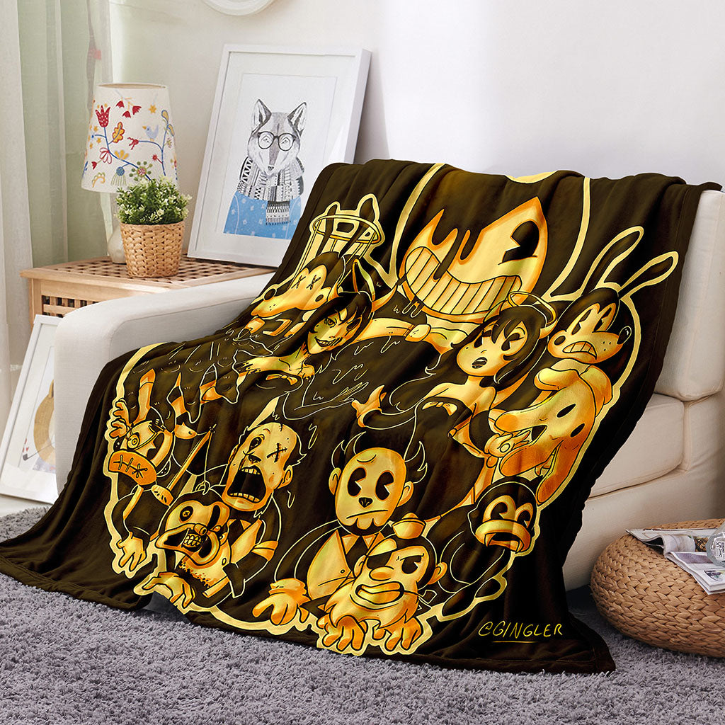 Game Bendy And The Ink Machine Blanket Flannel Throw Room Decoration