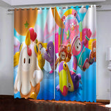 Game Fall Guys Pattern Curtains Blackout Window Drapes