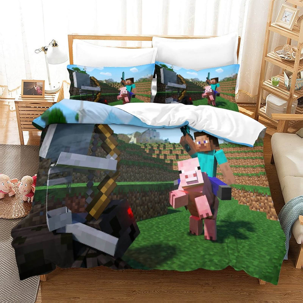 Game Minecraft Pattern Bedding Set Quilt Cover Without Filler