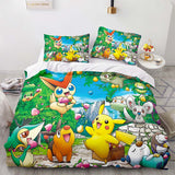 Game Pokémon Pattern Pikachu Bedding Set Quilt Cover Without Filler