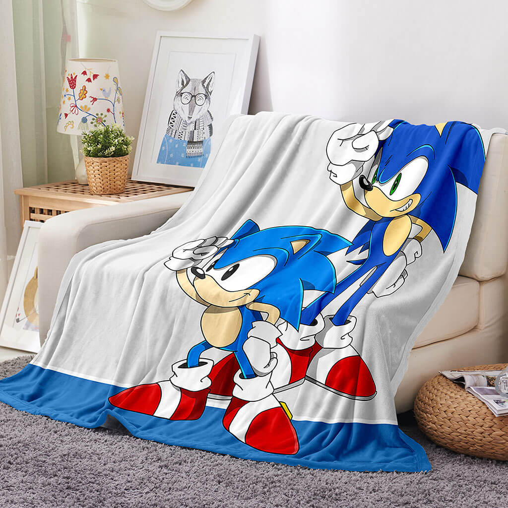 Game Sonic Blanket Flannel Throw Room Decoration