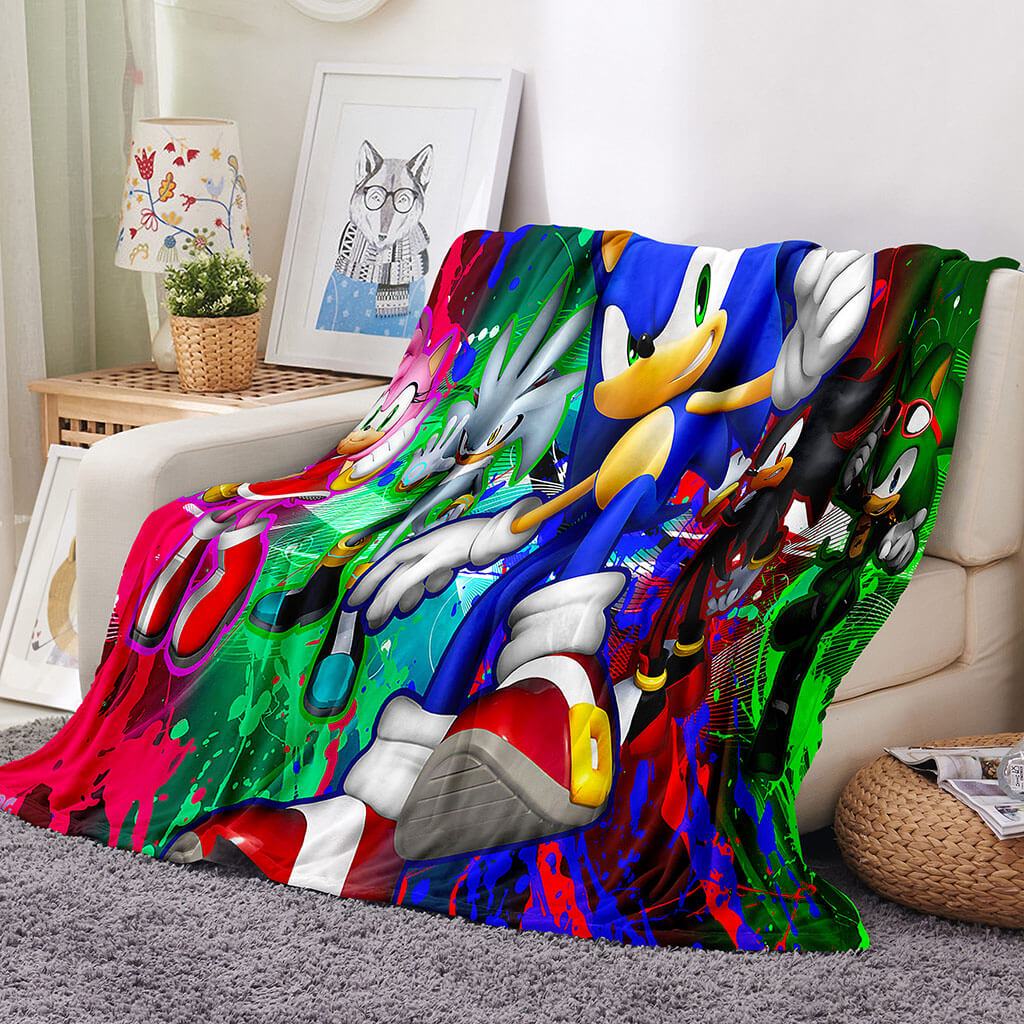 Game Sonic Blanket Flannel Throw Room Decoration