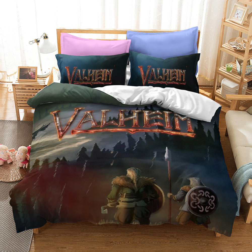 Game Valheim Cosplay Bedding Set Duvet Cover Halloween Bed Sheets Sets - EBuycos