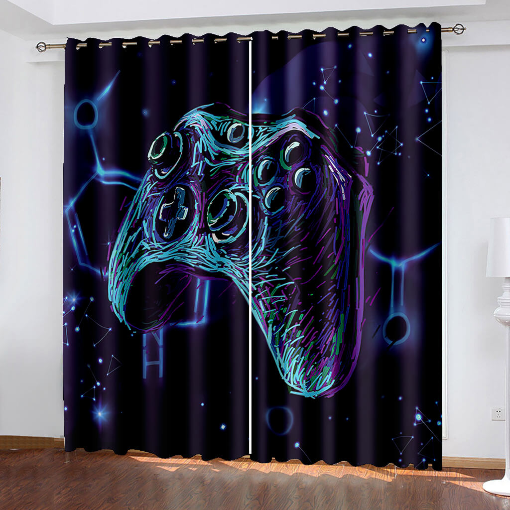 Gamepad Curtains Joystick Blackout Window Treatments Drapes for Room Decor