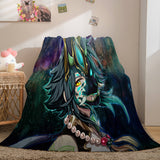 Genshin Impact Aether Lumine Flannel Caroset Throw Cosplay Blanket Comforter Set - EBuycos