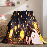 Genshin Impact Aether Lumine Flannel Caroset Throw Cosplay Blanket Comforter Set - EBuycos