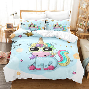 Girls Unicorn Bedding Sets Cosplay Duvet Covers Comforter Bed Sheets - EBuycos