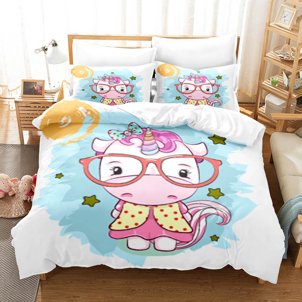 Girls Unicorn Bedding Sets Cosplay Duvet Covers Comforter Bed Sheets - EBuycos