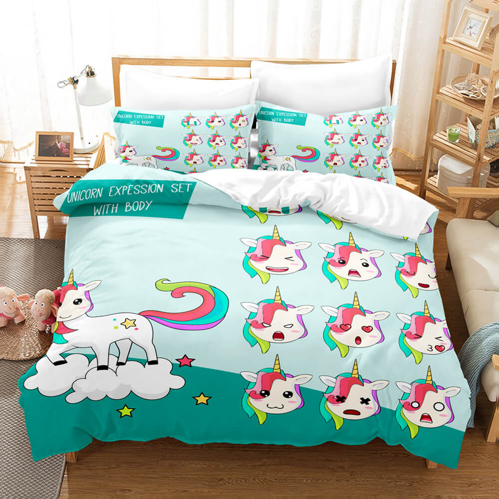 Girls Unicorn Bedding Sets Cosplay Duvet Covers Comforter Bed Sheets - EBuycos