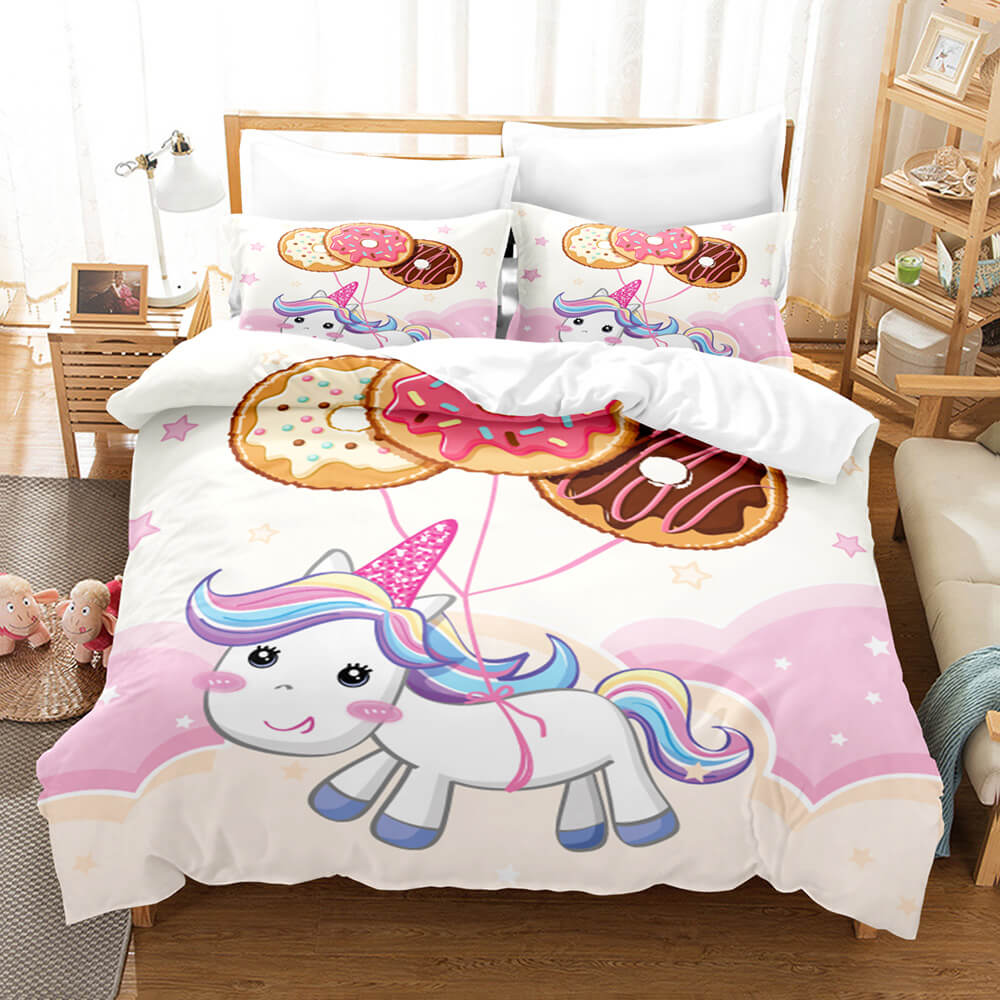 Girls Unicorn Bedding Sets Cosplay Duvet Covers Comforter Bed Sheets - EBuycos