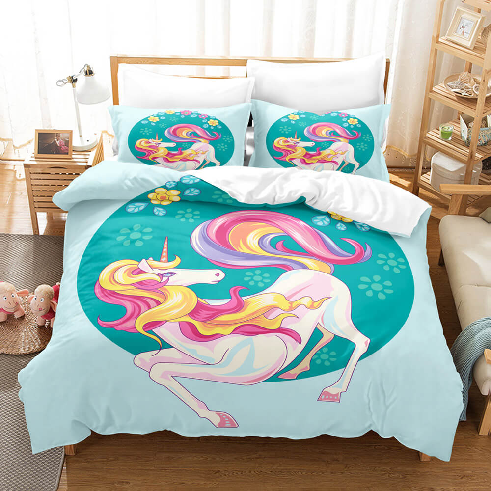 Girls Unicorn Bedding Sets Cosplay Duvet Covers Comforter Bed Sheets - EBuycos