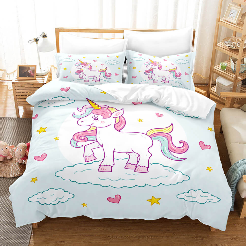 Girls Unicorn Bedding Sets Cosplay Duvet Covers Comforter Bed Sheets - EBuycos