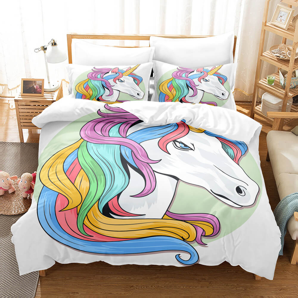Girls Unicorn Bedding Sets Cosplay Duvet Covers Comforter Bed Sheets - EBuycos