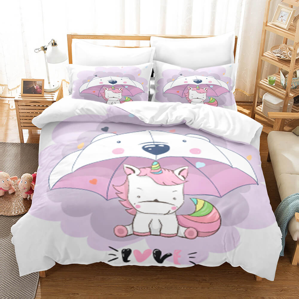 Girls Unicorn Bedding Sets Cosplay Duvet Covers Comforter Bed Sheets - EBuycos