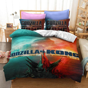 Godzilla vs Kong Cosplay Bedding Set Quilt Duvet Cover Sheets Sets - EBuycos