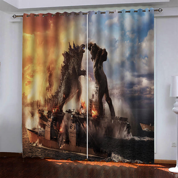 Godzilla vs Kong Pattern Curtains Blackout Window Drapes – EBuycos