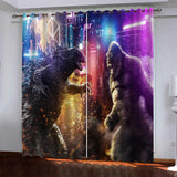Godzilla vs Kong Pattern Curtains Blackout Window Drapes