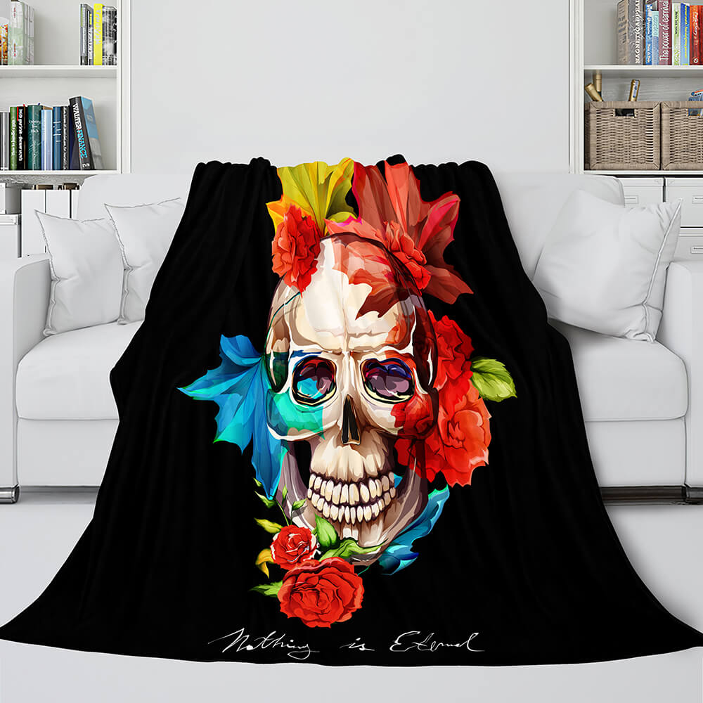 Halloween Decoration Skeleton Skull Bed Blanket Flannel Blanket Sets - EBuycos