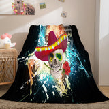 Halloween Horror Skull Flannel Fleece Blanket Skeleton Throw Blanket - EBuycos