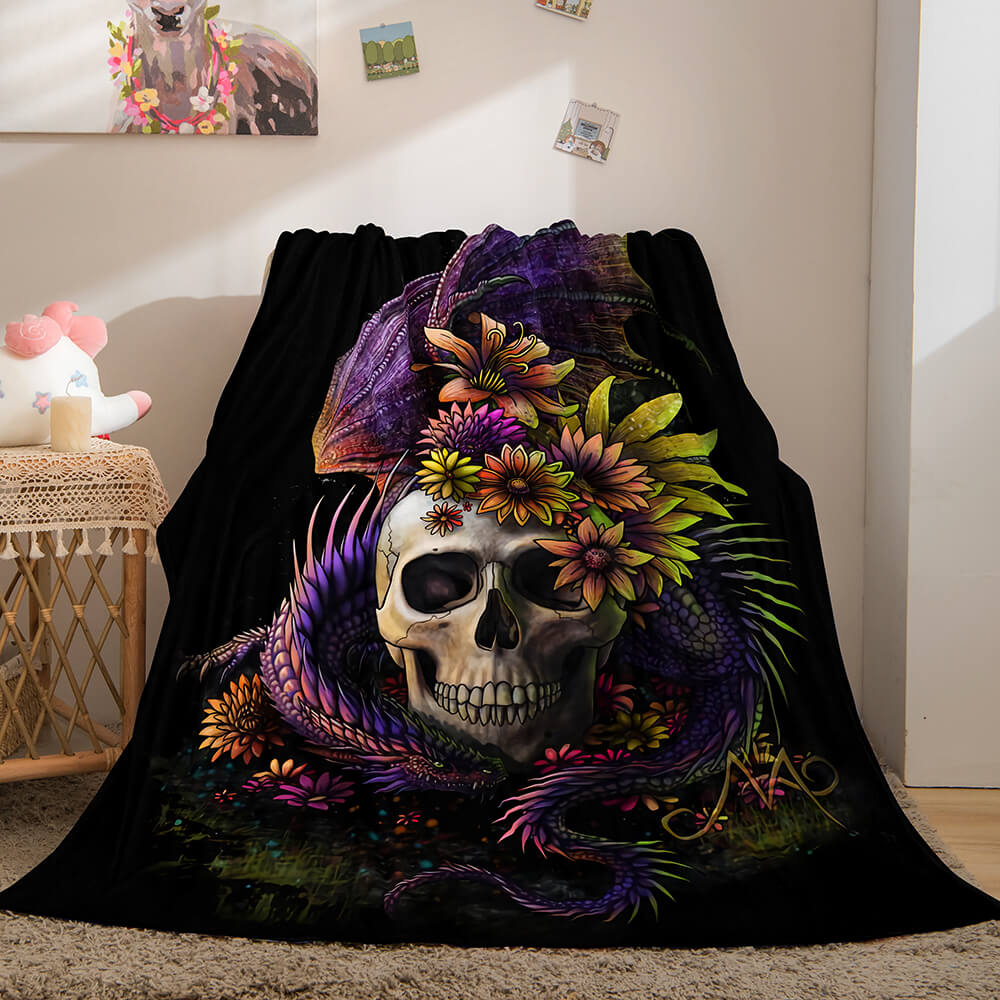 Halloween Horror Skull Flannel Fleece Blanket Skeleton Throw Blanket - EBuycos