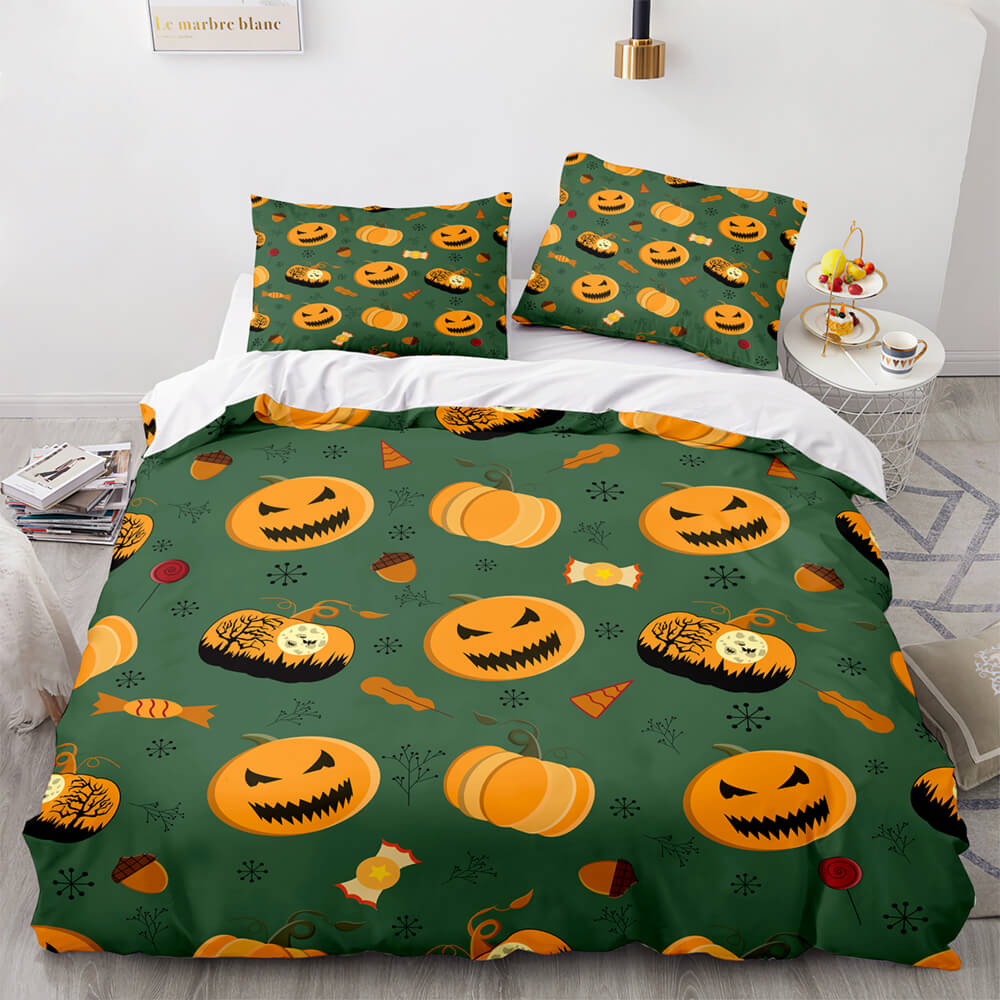 Halloween Pumpkin Cosplay Bedding Set Duvet Cover Comforter Bed Sheets - EBuycos