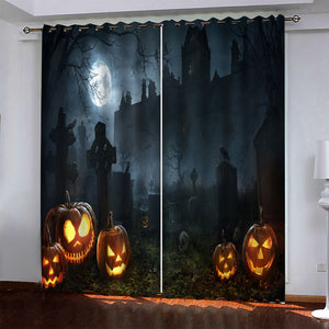 Halloween Pumpkin Decor Curtains Blackout Window Drapes