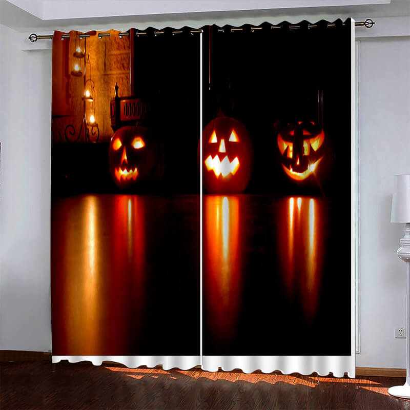 Halloween Pumpkin Decor Curtains Blackout Window Drapes