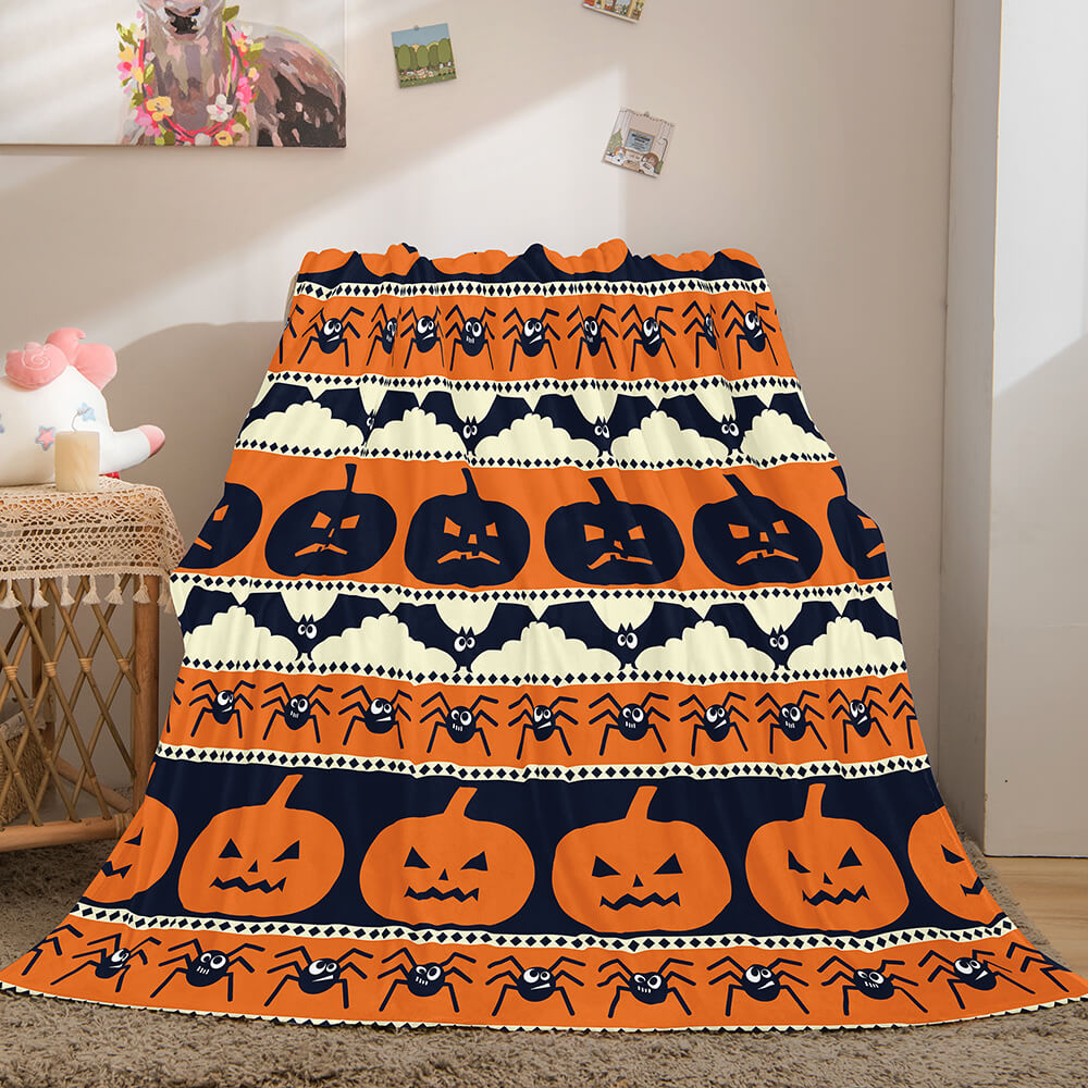 Halloween Pumpkin Flannel Fleece Throw Cosplay Blanket Comforter Sets - EBuycos