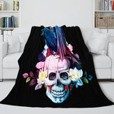 Halloween Skeleton Skull Flannel Blanket Throw Blanket Comforter Sets - EBuycos