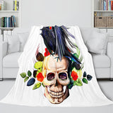 Halloween Skeleton Skull Flannel Blanket Throw Blanket Comforter Sets - EBuycos