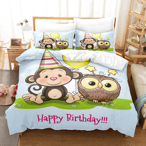 Hand-Painted Cartoon Owl Bedding Set Duvet Covers Quilt Bed Sheets - EBuycos