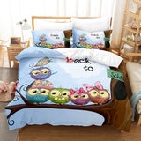 Hand-Painted Cartoon Owl Bedding Set Duvet Covers Quilt Bed Sheets - EBuycos