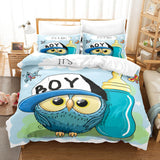 Hand-Painted Cartoon Owl Bedding Set Duvet Covers Quilt Bed Sheets - EBuycos