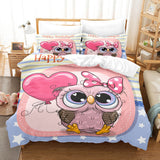 Hand-Painted Cartoon Owl Bedding Set Duvet Covers Quilt Bed Sheets - EBuycos