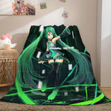 Hatsune Miku Cosplay Flannel Blanket Throw Comforter Bedding Sets - EBuycos