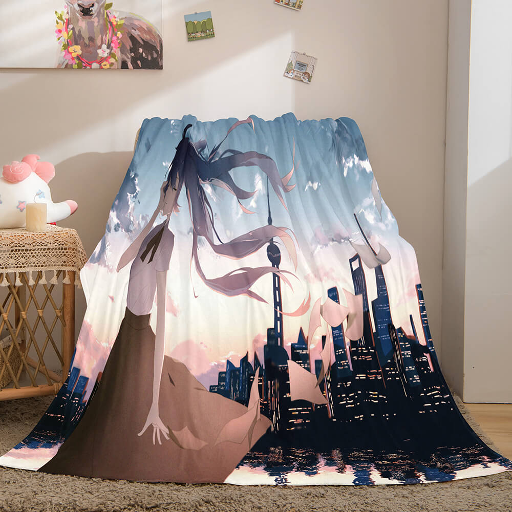 Hatsune Miku Cosplay Flannel Blanket Throw Comforter Bedding Sets - EBuycos