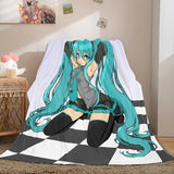 Hatsune Miku Cosplay Flannel Blanket Throw Comforter Bedding Sets - EBuycos