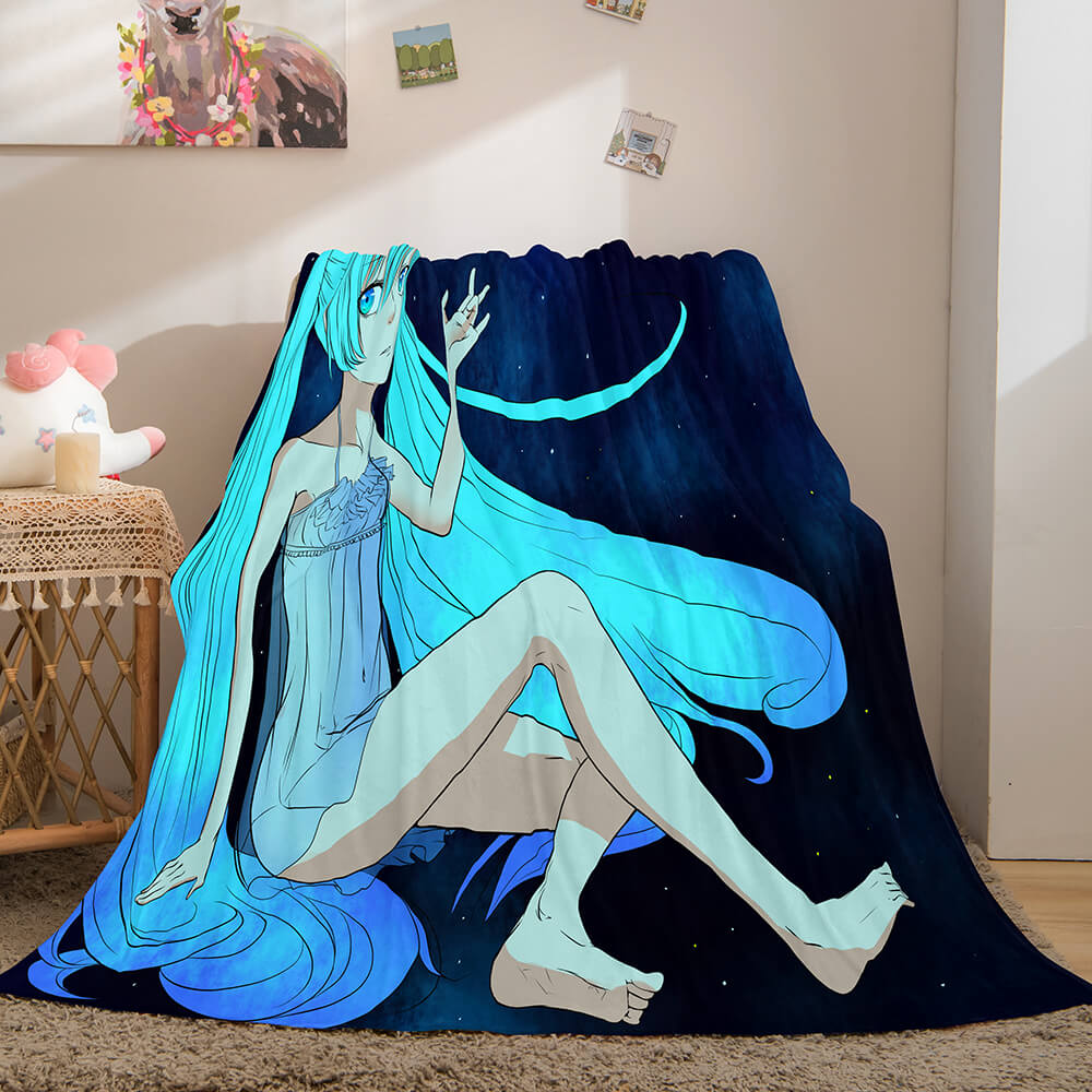 Hatsune Miku Cosplay Flannel Blanket Throw Soft Plush Bedding Sets - EBuycos