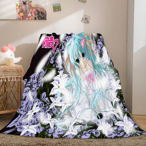 Hatsune Miku Cosplay Flannel Blanket Throw Soft Warm Plush Bed Sets - EBuycos