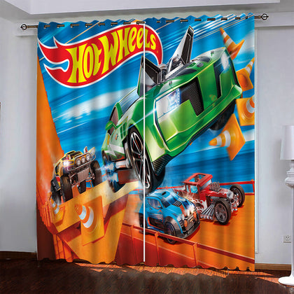 Hot Wheels Pattern Curtains Blackout Window Drapes