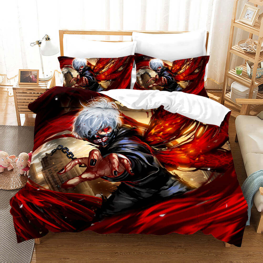 Japan Anime Tokyo Ghoul Cosplay Bedding Set Duvet Cover Bed Sheets - EBuycos