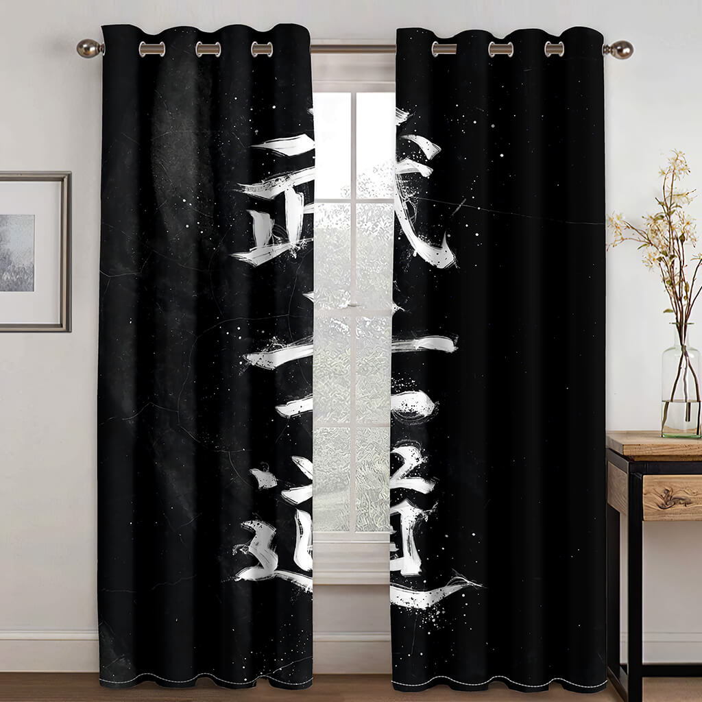 Japan Bushido Curtains Blackout Window Treatments Drapes for Room Decor
